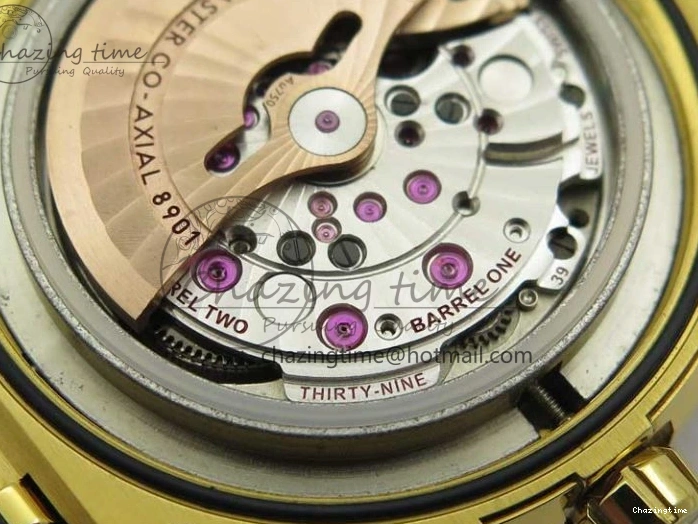 0318 HighQuality Constellation 131.33.41.21.03.001 YG TW Best Edition Black Dial On Gummy Strap A 7871